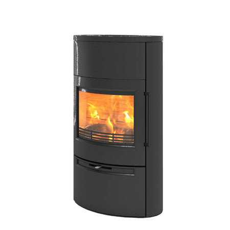 TermaTech | Kaminofen | TT55RHT | Runde Seiten | Stahl schwarz | 7,5 kW