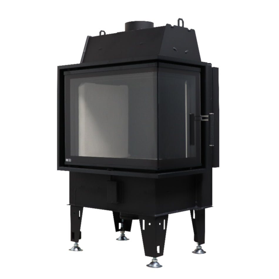 BeF Home schwarzer Warmluft Kamineinsatz TWIN 7 N CP mit eleganter Eckscheibe | klimaworld.com