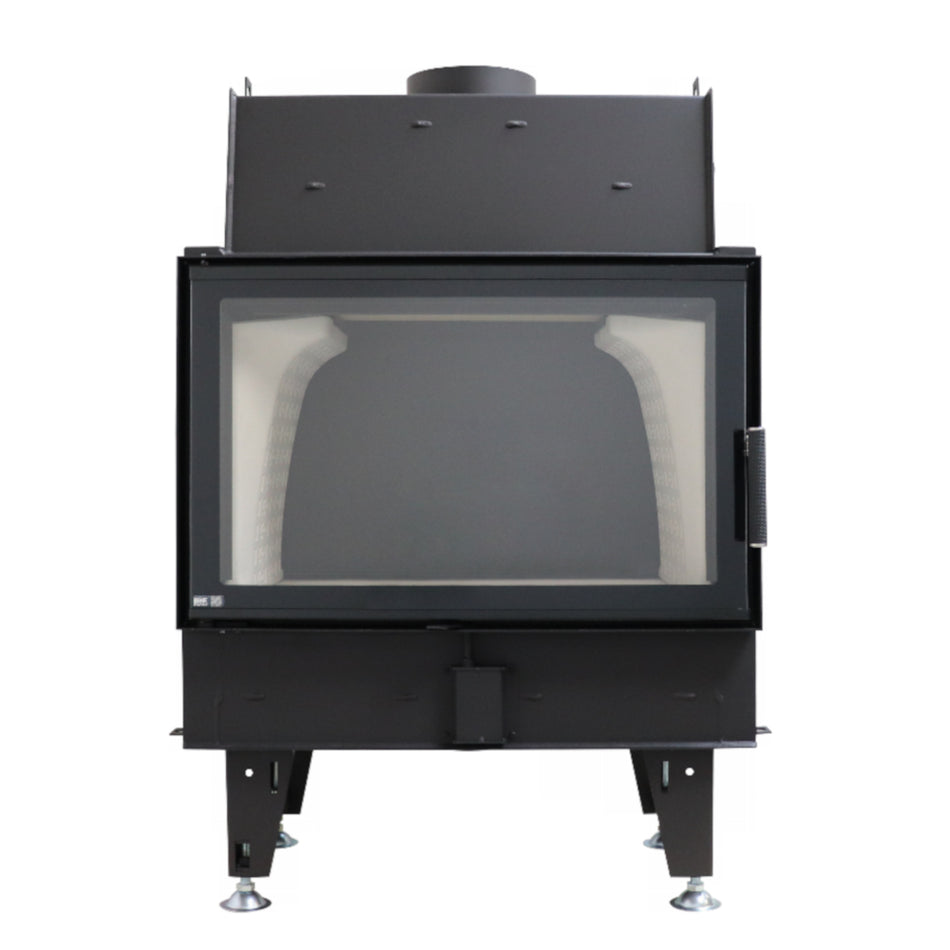 BeF Home schwarzer Warmluft Kamineinsatz TWIN 8 II mit grosser Scheibe | klimaworld.com
