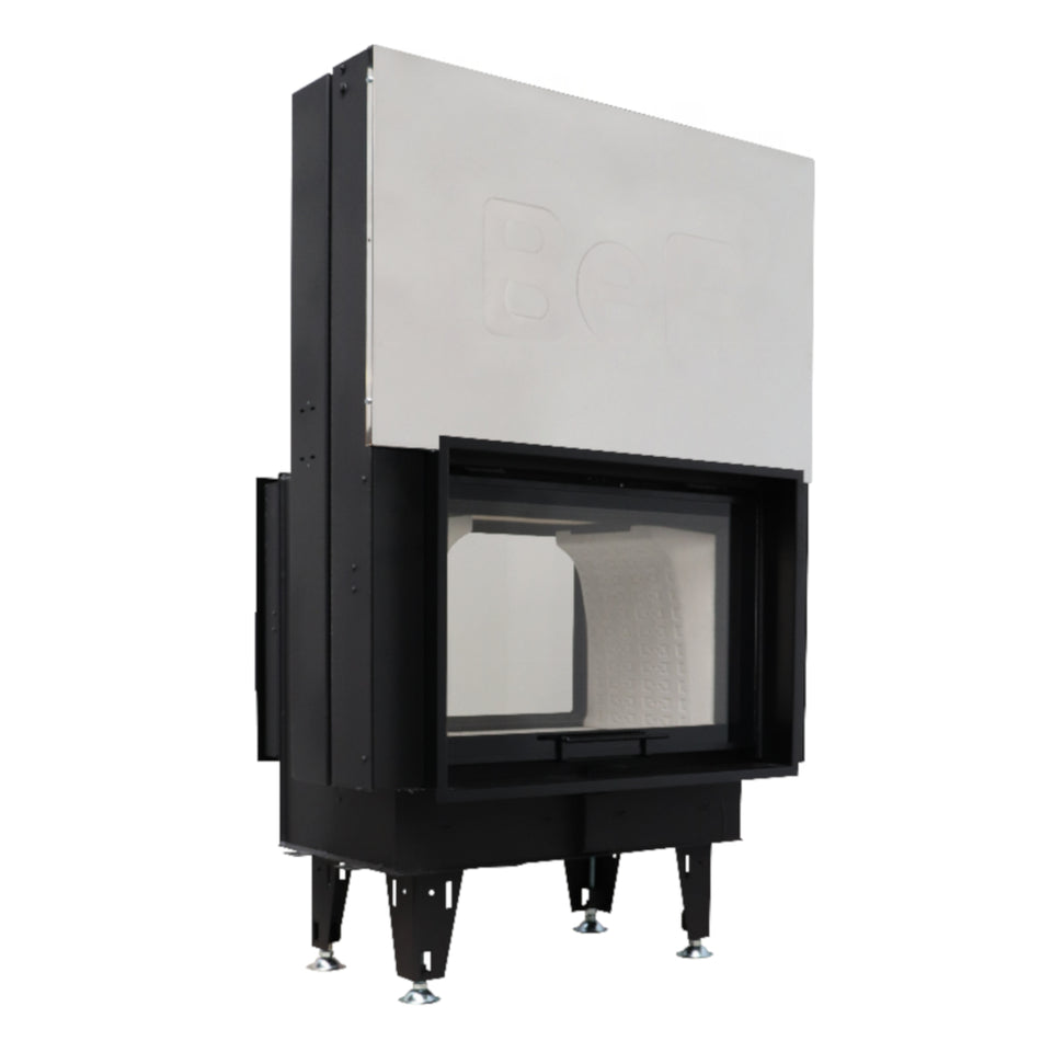 BeF Home schwarzer Warmluft Kamineinsatz TWIN V 8 II mit hochschiebbarer Scheibe | klimaworld.com