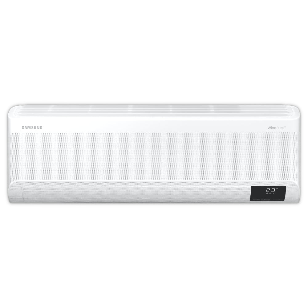 Samsung Klimaanlage Wandgeraet WindFree Nordic Premium in weiss mit Temperaturanzeige als Beispiel| Klimaworld.com