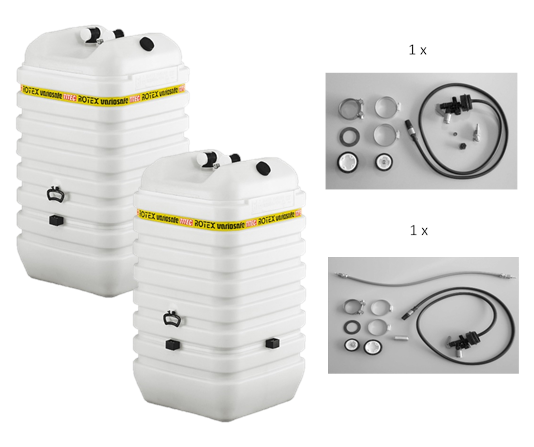 Rotex Heizöltank variosafe Set - 2x600 L Tank mit watersafe | WSF602 ➔ Klimaworld.com