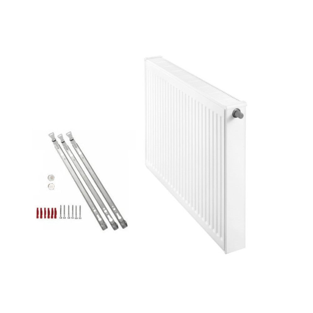Profilierter Buderus Logatrend Ventilkompaktheizkoerper in Weiss mit integriertem Ventil, inklusive Montageset und Stopfen | klimaworld.com