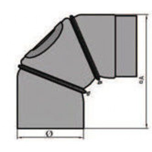 Rauchrohrbogen verstellbar 0-90° mit Tür Durchmesser 180mm