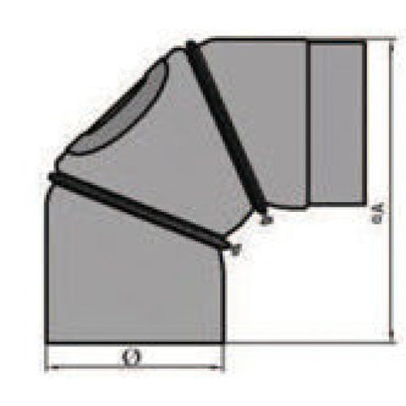 Rauchrohrbogen verstellbar 0-90° mit Tür Durchmesser 130mm