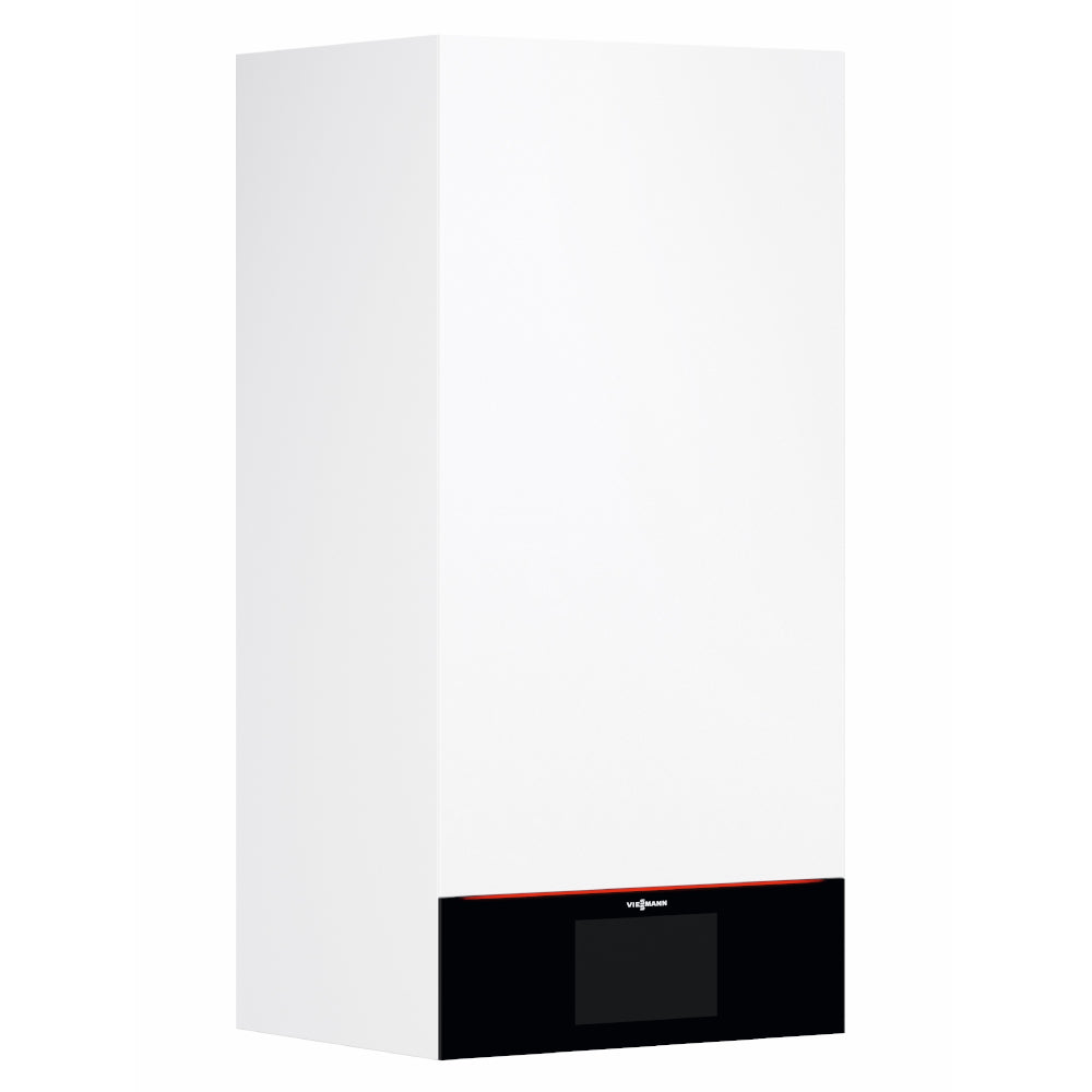 Weisses Viessmann Vitocal 250-A Modular Innengeraet IDU-A in eckigem Design mit schwarzem Bedienfeld unten | Klimaworld.com
