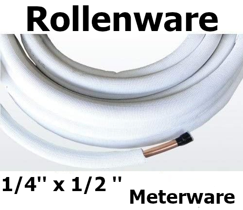 Kaeltemittelleitung isoliertes Kupferrohr | Meterware | geboerdelt | 1/4 x 1/2'' | www.klimaworld.com