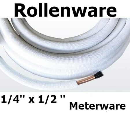 Kaeltemittelleitung isoliertes Kupferrohr | Meterware | geboerdelt | 1/4 x 1/2'' | www.klimaworld.com