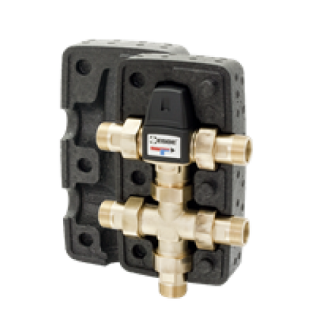 ESBE VTR322 Zirkulationsset mit Aussengewinde, Temperaturbereich 35–60 °C, aus Messing mit schwarzer Isolierung | Klimaworld.com