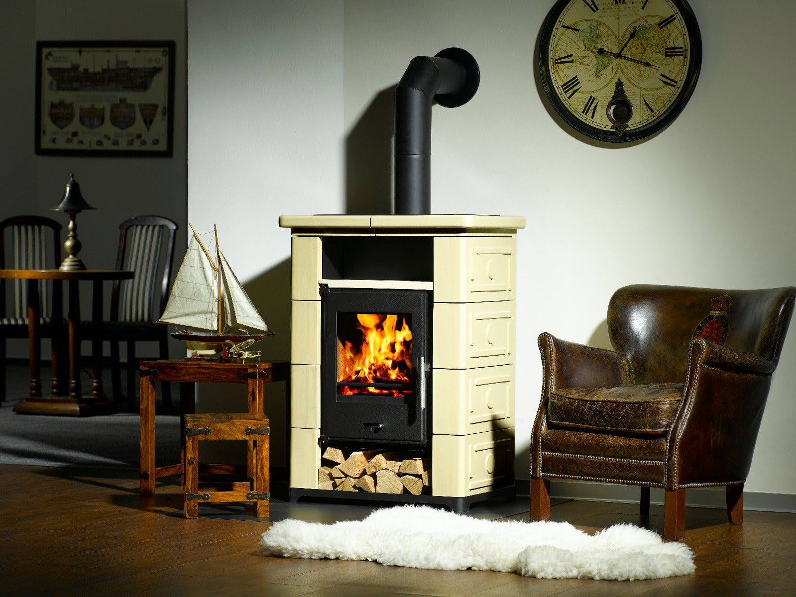 Wamsler Kaminofen Montafon creme Ambiente | Klimaworld.com