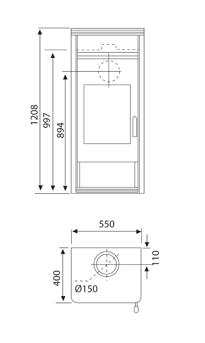 Wamsler Kaminofen Orpheus mit Warmhaltefach gussgrau Maße | Klimaworld.com