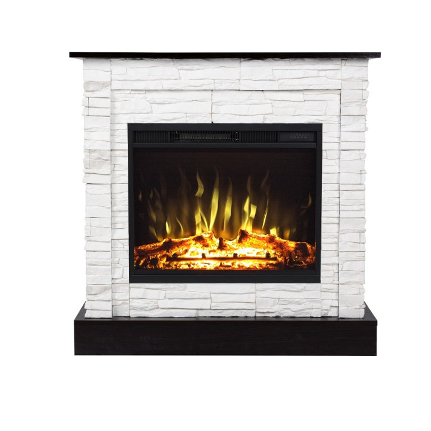Aflamo LED Standkamin | Vigo Stone weiss/wenge
