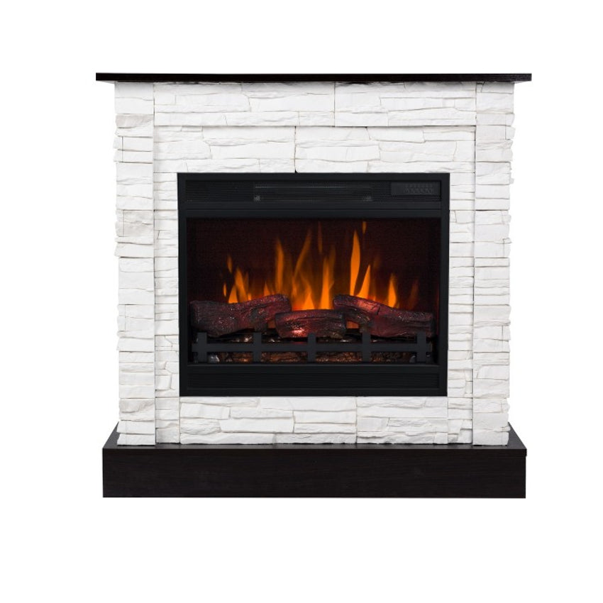 Aflamo LED Standkamin | Vigo Stone 3D weiss/wenge
