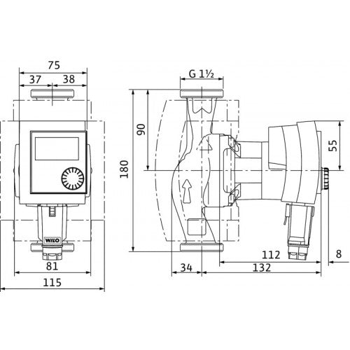 WILO Stratos PICO 25 1-4 180mm Abmessung