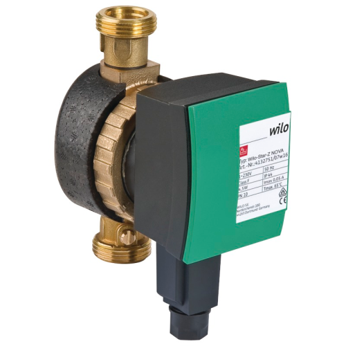 Wilo Star-Z Nova A Hocheffizienz-Brauchwasserpumpe mit gruenem Gehaeuse, Messinganschluessen und kompakter Form | Klimaworld.com