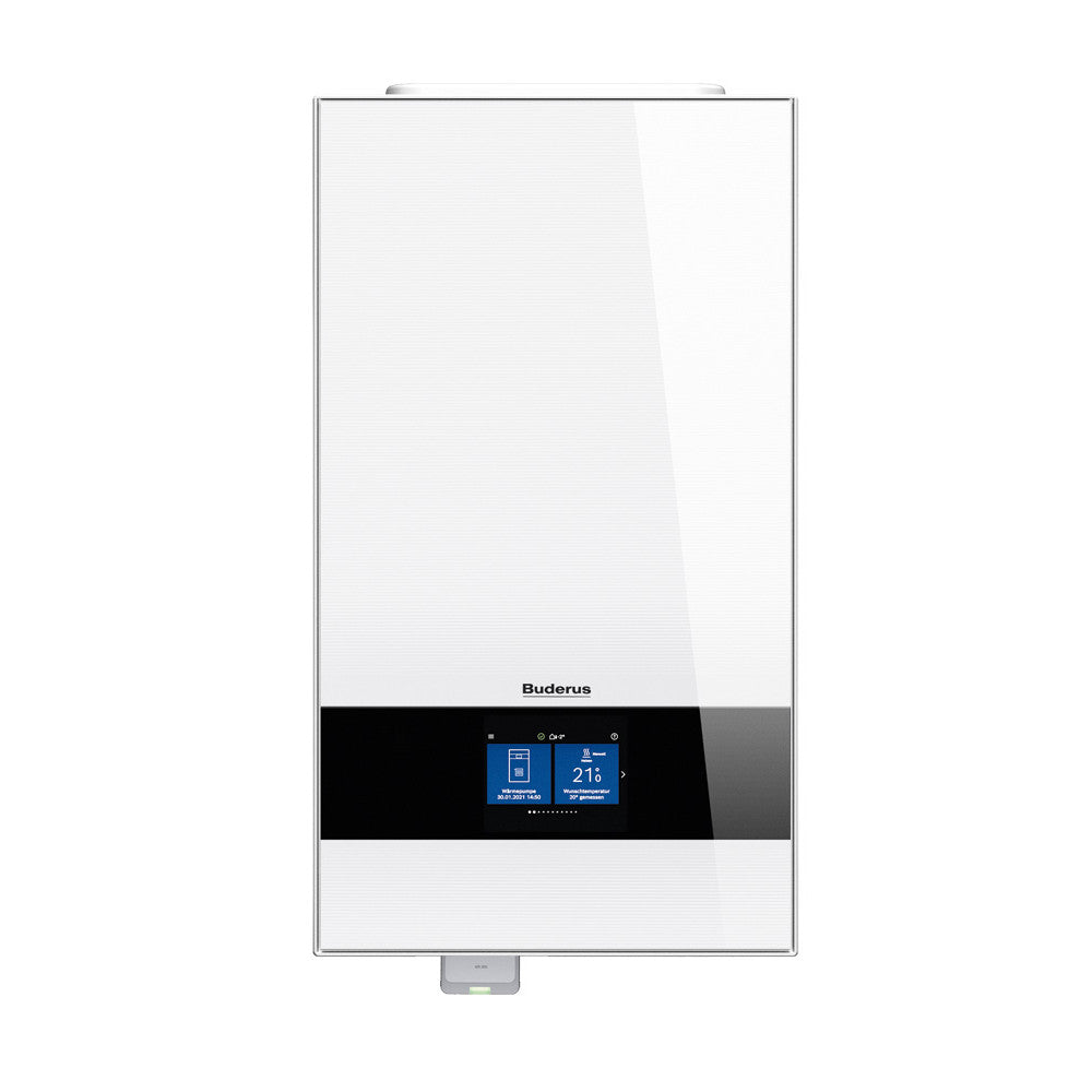 Buderus wandhaengende Waermepumpen-Inneneinheit Logatherm M WLW186i-10 AR E W in Weiss mit zentralem Farbdisplay | Klimaworld.com