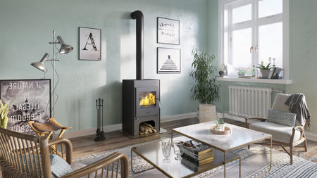 HS-Flamingo Kaminofen Espo III, grau, Ambiente | klimaworld.com