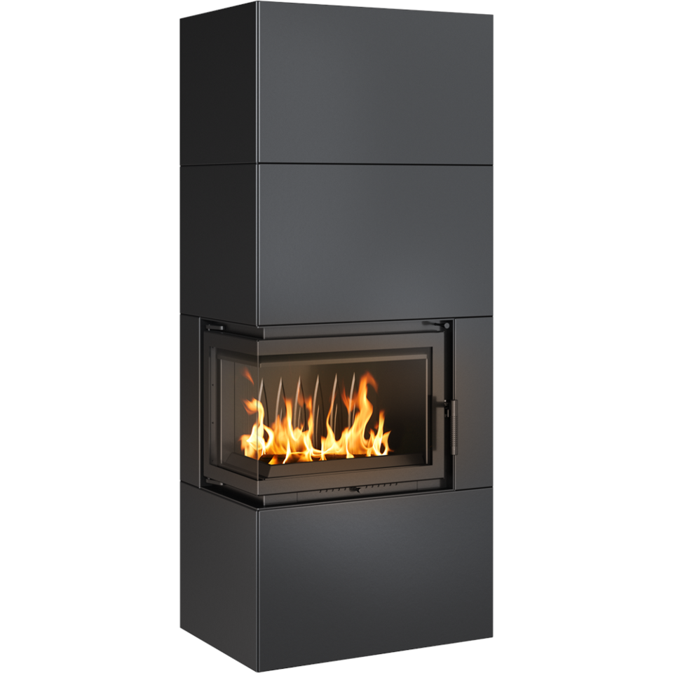 Kratki Kaminofen Simple 8 - 2-seitig links | Bausatz schwarz | 8 kW - Farbwahl