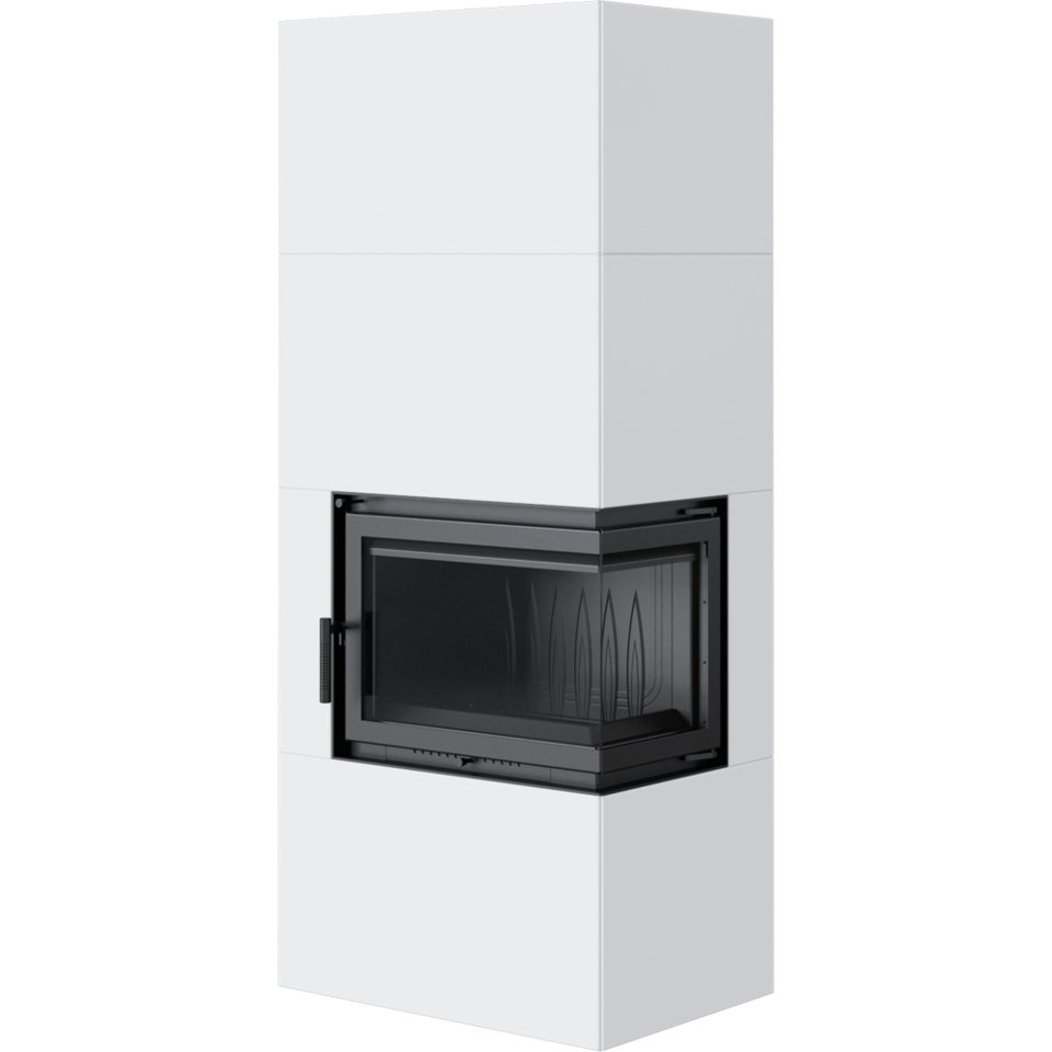 Kratki Kaminofen Simple 8 - rechts | Bauart 1 | Bausatz weiß | 8 kW