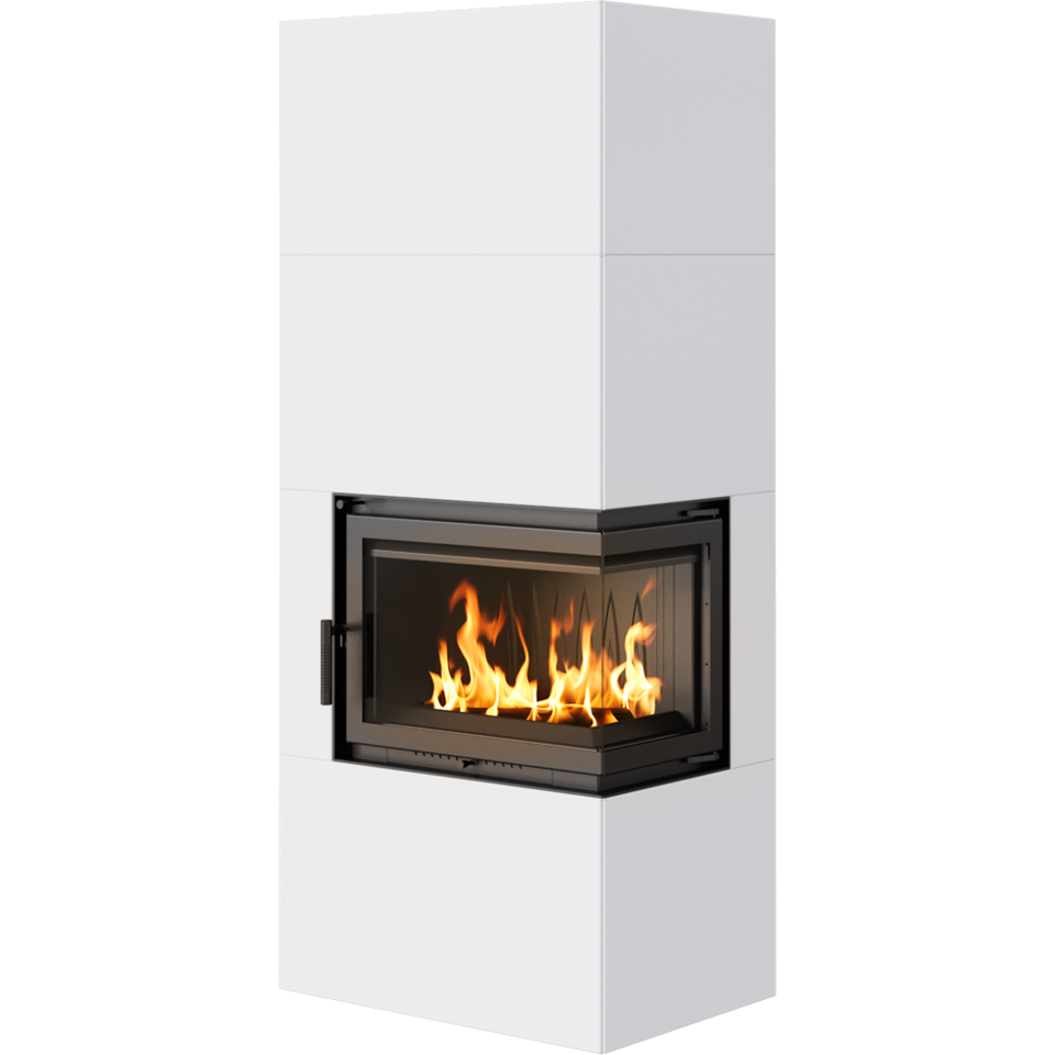 Kratki Kaminofen Simple 8 - rechts | Bauart 1 | Bausatz weiß | 8 kW