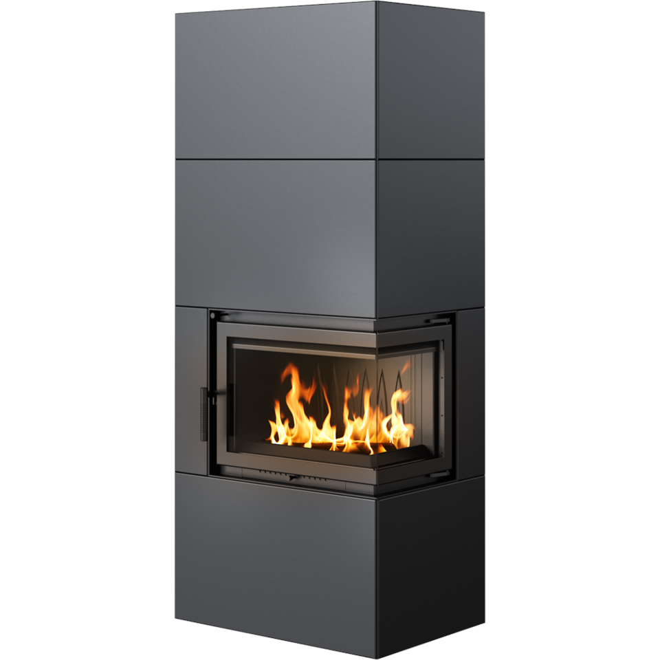 Kratki Kaminofen Simple 8 - rechts | Bauart 1 | Bausatz schwarz | 8 kW