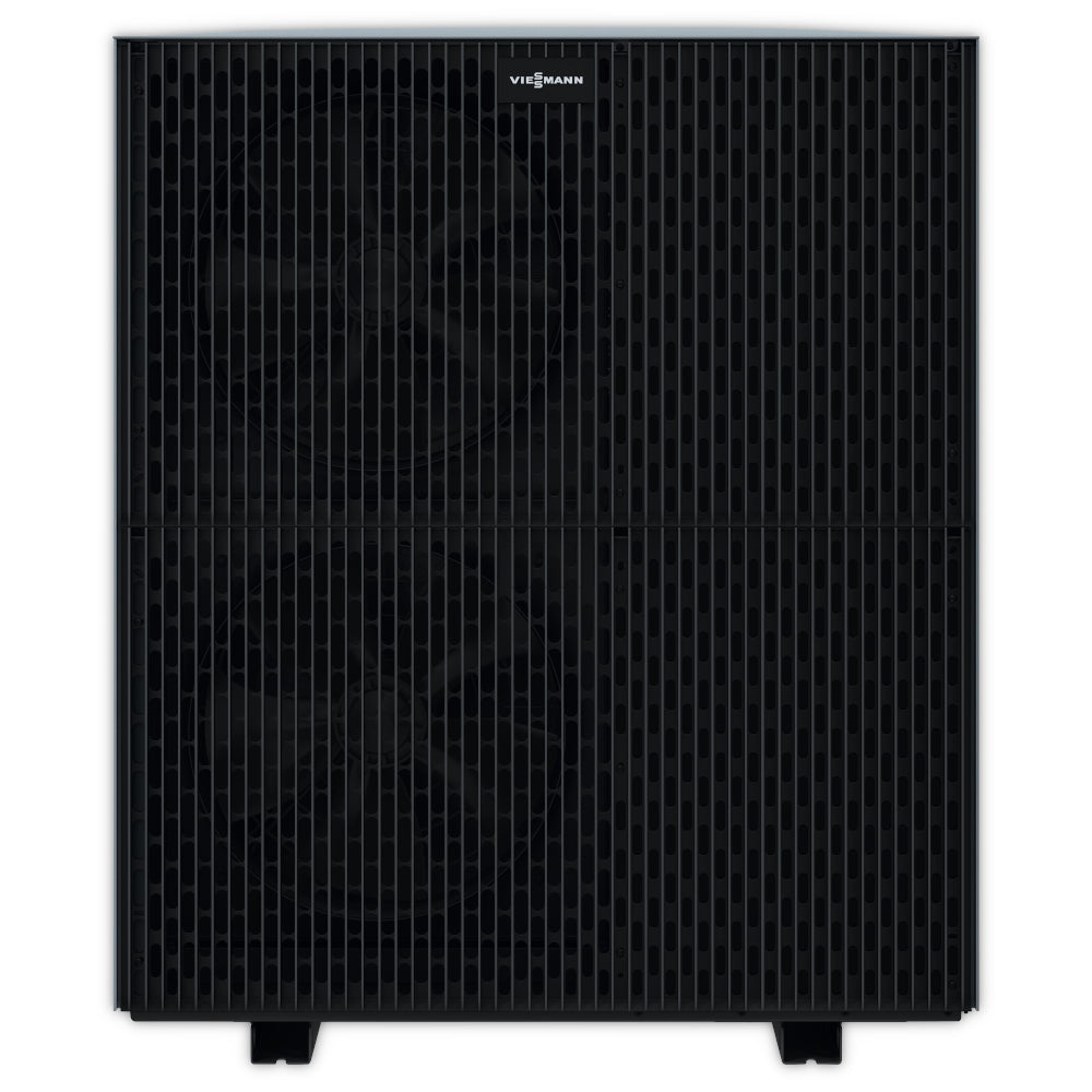 Schwarzes Viessmann Vitocal 250-A Aussengeraet ODU 250-A mit Gitterfront und zwei verdeckten Lueftern | Klimaworld.com