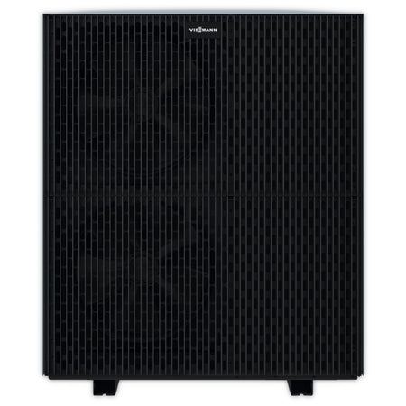 Schwarzes Viessmann Vitocal 250-A Aussengeraet ODU 250-A mit Gitterfront und zwei verdeckten Lueftern | Klimaworld.com