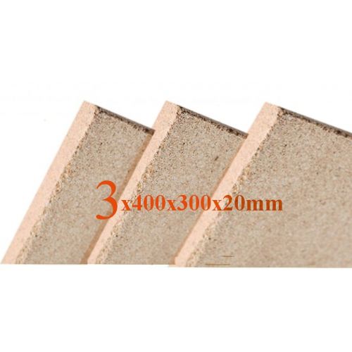 3x Vermiculite Brandschutzplatten | 400x300x20mm | Schamotte Ersatz