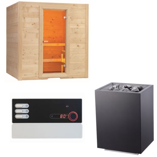 Sentiotec Sauna Set Basic Large mit Saunaofen Home FIN und Steuerung Pro B2 | klimaworld.com