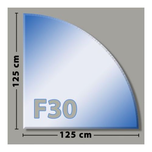Viertelkreis F30  Funkenschutzplatte aus Sicherheitsglas