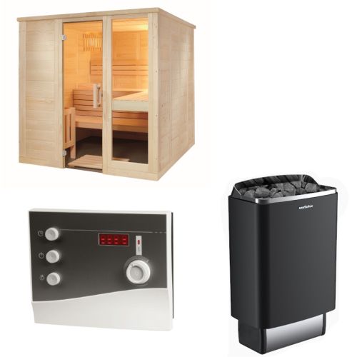 Sentiotec Sauna Set Komfort Large mit Saunaofen 100 E und Steuerung K2-Next | klimaworld.com