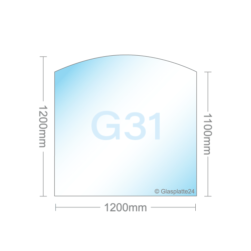 Segmentbogen G31 Funkenschutzplatte - Glasplatte ESG | 1200 x 1200 mm